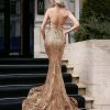 Tina Holly Couture Made To Order Tina Holly Couture BB001 Gold Sequin Lace Back Mermaid Formal Dress