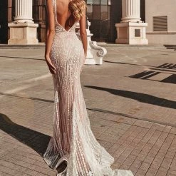 Tina Holly Couture Made To Order Tina Holly Couture BB002 White & Nude Sequin Mesh Shimmer Mermaid Wedding Dress