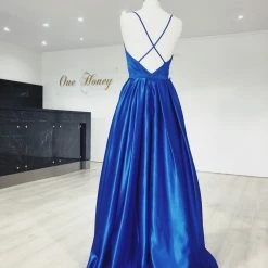 Honey Couture Made To Your Measurements Honey Couture MALISA V Front Satin Ballgown Formal Dress 9 Honey Couture Made To Your Measurements Honey Couture MALISA V Front Satin Ballgown Formal Dress