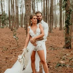 Honey Couture SOPHIA White Tulle Glitter Bodysuit Formal Dress