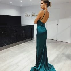NEW ARRIVALS Honey Couture AISHA Emerald Green Low Back Mermaid Evening Gown Dress