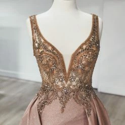 Honey Couture MEESHA Pink Crystal Over Skirt Princess Gown NEW ARRIVALS