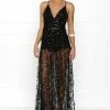 Honey Couture LANA Black Sheer Sequin Tassel W Split Evening Gown Dress NEW ARRIVALS