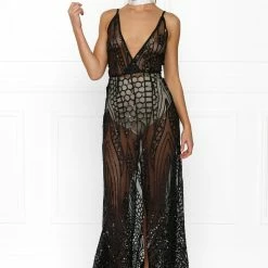 Honey Couture SIENA Black Sheer Sequin W Split Evening Gown Dress NEW ARRIVALS 11 Honey Couture SIENA Black Sheer Sequin W Split Evening Gown Dress NEW ARRIVALS