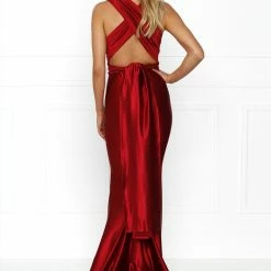 Honey Couture BLOSSUM Red Multi Tie Evening Gown Dress NEW ARRIVALS