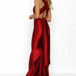 Honey Couture BLOSSUM Red Multi Tie Evening Gown Dress NEW ARRIVALS