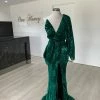 Honey Couture SHAKIRA Emerald Green One Sleeve Sequin Formal Dress NEW ARRIVALS