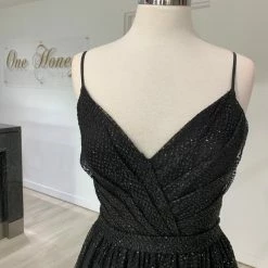 Honey Couture Made To Your Measurements Honey Couture AVA Black Glitter Sparkle Ball Gown Formal Dress NEW ARRIVALS