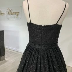 Honey Couture Made To Your Measurements Honey Couture AVA Black Glitter Sparkle Ball Gown Formal Dress NEW ARRIVALS