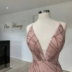Tina Holly Couture Made To Order NEW ARRIVALS Tina Holly Couture Designer TW001 Tea Rose Pink Mermaid Formal Dress
