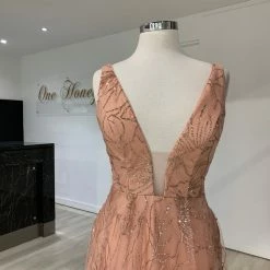 Tina Holly Couture Made To Order Tina Holly Couture Designer TA919 Rose Pink Glitter Ball Gown Formal Dress NEW ARRIVALS