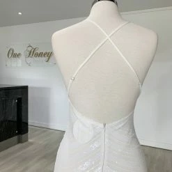 Honey Couture HEIDY White Sequin Mermaid Formal Dress