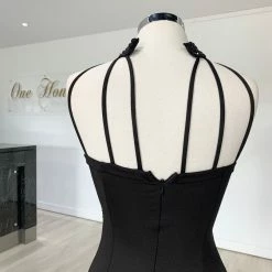 Honey Couture VALERIA Black Beaded Halter Formal Gown NEW ARRIVALS