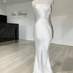 Honey Couture EVELYN White Silky Slip Formal Dress NEW ARRIVALS