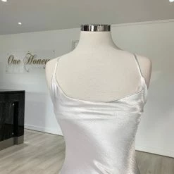 Honey Couture EVELYN White Silky Slip Formal Dress NEW ARRIVALS