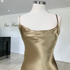 Honey Couture EVELYN Gold Silky Slip Formal Dress NEW ARRIVALS