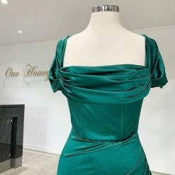 Honey Couture ESMERELDA Emerald Green Off Shoulder Corset Bustier Formal Dress NEW ARRIVALS