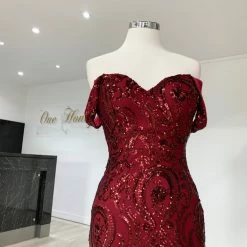 NEW ARRIVALS Honey Couture KIMBERLEY Burgundy Sequin Off Shoulder Formal Dress 21 NEW ARRIVALS Honey Couture KIMBERLEY Burgundy Sequin Off Shoulder Formal Dress