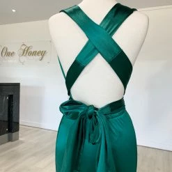 Honey Couture BLOSSUM Green Multi Tie Evening Gown Dress NEW ARRIVALS