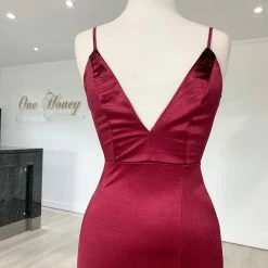 Honey Couture MILEE Berry Low Back Mermaid Evening Gown Dress W Leg Split NEW ARRIVALS 19 Honey Couture MILEE Berry Low Back Mermaid Evening Gown Dress W Leg Split NEW ARRIVALS