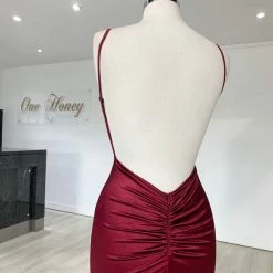 Honey Couture MILEE Berry Low Back Mermaid Evening Gown Dress W Leg Split NEW ARRIVALS 20 Honey Couture MILEE Berry Low Back Mermaid Evening Gown Dress W Leg Split NEW ARRIVALS