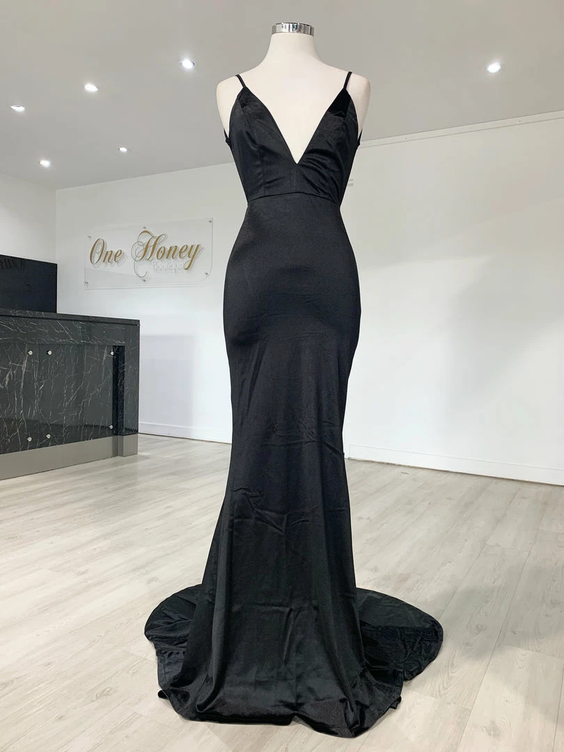 NEW ARRIVALS Honey Couture MILEE Black Low Back Mermaid Evening Gown Dress 6 NEW ARRIVALS Honey Couture MILEE Black Low Back Mermaid Evening Gown Dress
