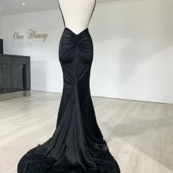 NEW ARRIVALS Honey Couture MILEE Black Low Back Mermaid Evening Gown Dress 14 NEW ARRIVALS Honey Couture MILEE Black Low Back Mermaid Evening Gown Dress