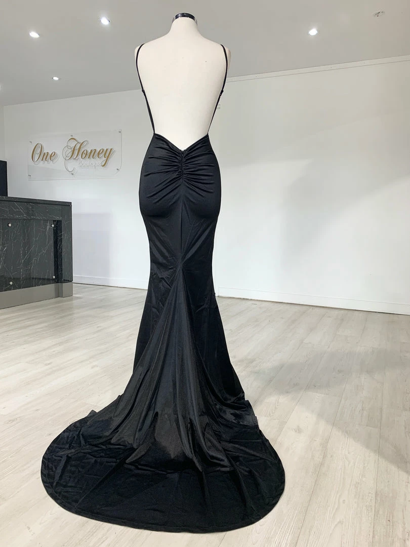 NEW ARRIVALS Honey Couture MILEE Black Low Back Mermaid Evening Gown Dress 7 NEW ARRIVALS Honey Couture MILEE Black Low Back Mermaid Evening Gown Dress
