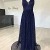 One Honey Boutique MELINA Navy Blue Sequin Glitter Knit Formal Dress NEW ARRIVALS