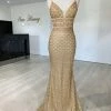 Honey Couture KARMEL Gold Glitter Formal Dress
