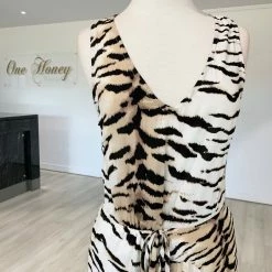 SHOP BY DRESS COLOUR Label Of Love White Tiger Animal Print Drawstring Maxi Dress