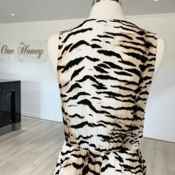 SHOP BY DRESS COLOUR Label Of Love White Tiger Animal Print Drawstring Maxi Dress
