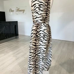 SHOP BY DRESS COLOUR Label Of Love White Tiger Animal Print Drawstring Maxi Dress