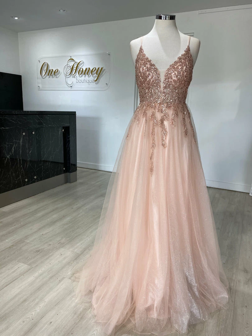 Honey Couture EDEN Blush Crystal Beaded Tulle Formal Gown 9 Honey Couture EDEN Blush Crystal Beaded Tulle Formal Gown