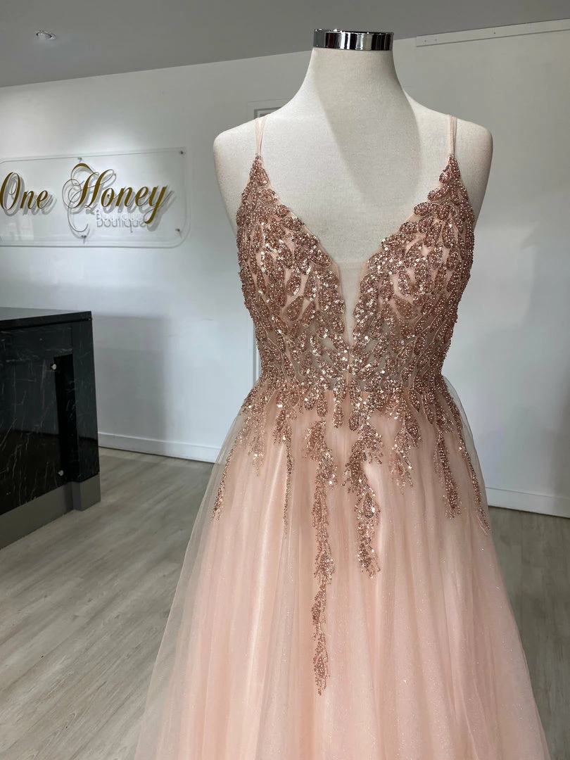 Honey Couture EDEN Blush Crystal Beaded Tulle Formal Gown 13 Honey Couture EDEN Blush Crystal Beaded Tulle Formal Gown