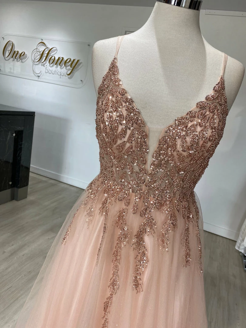 Honey Couture EDEN Blush Crystal Beaded Tulle Formal Gown 12 Honey Couture EDEN Blush Crystal Beaded Tulle Formal Gown