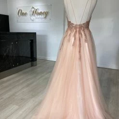 Honey Couture EDEN Blush Crystal Beaded Tulle Formal Gown 25 Honey Couture EDEN Blush Crystal Beaded Tulle Formal Gown