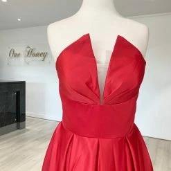 Honey Couture Made To Your Measurements NEW ARRIVALS Honey Couture LAYLAH V Front Bustier A Line Made To Order Formal Dress