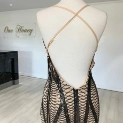 Honey Couture ALIZA Black Nude Sequin Mermaid Formal Dress NEW ARRIVALS