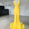 Honey Couture ARIANA Yellow Low Back Mermaid Evening Gown Dress NEW ARRIVALS