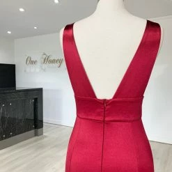 Honey Couture Emmalee Berry With Split Mermaid Evening Gown Dress NEW ARRIVALS