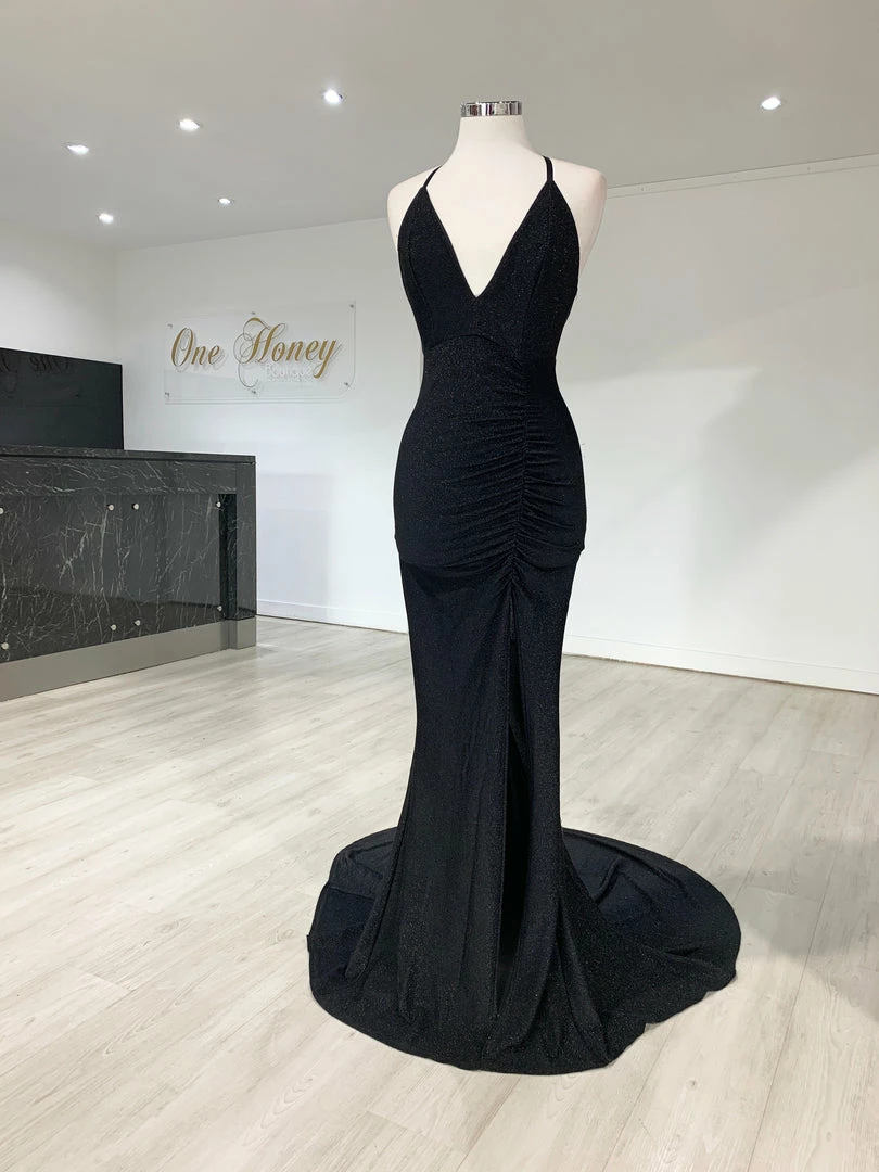 Honey Couture LUREX Black Sparkle Mermaid Evening Gown Dress NEW ARRIVALS 6 Honey Couture LUREX Black Sparkle Mermaid Evening Gown Dress NEW ARRIVALS