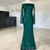Honey Couture SOFIA Green Glitter Snake Long Sleeve Evening Gown Dress NEW ARRIVALS