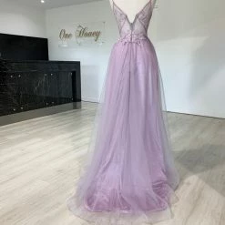 Honey Couture Made To Your Measurements Honey Couture BESS Beaded Lace Applique W Tulle Skirt Formal Dress NEW ARRIVALS