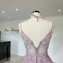 Honey Couture Made To Your Measurements Honey Couture BESS Beaded Lace Applique W Tulle Skirt Formal Dress NEW ARRIVALS