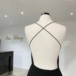 NEW ARRIVALS Honey Couture CIARA Black Low Back Formal Dress