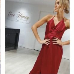 Honey Couture Made To Your Measurements Honey Couture MONISHA Silky Tie Back Satin Formal Dress NEW ARRIVALS