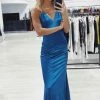 NEW ARRIVALS Honey Couture BRAYLEE Blue Tie-up Back Evening Dress