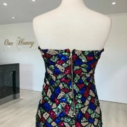 Honey Couture ELTON Strapless Mermaid Evening Gown Dress