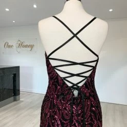 Tina Holly Couture Made To Order Tina Holly Couture T1836 Berry Sequin Mermaid Formal Prom Gown Dress